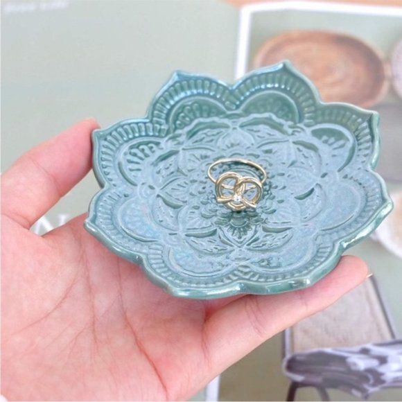 Indie Mandala Floral Boho Hamsa Jewelry Trinket Ring Dish Ceramic Key Holder - Picture 11 of 11